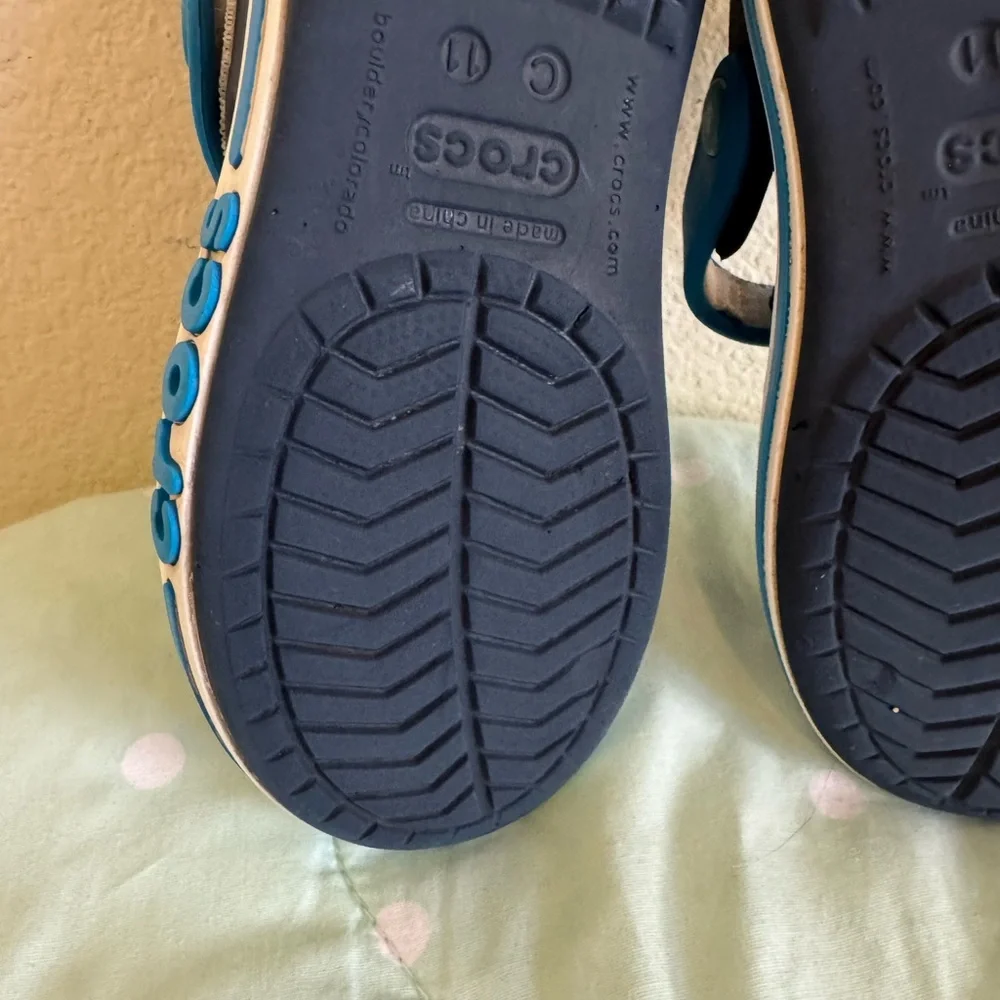 CROCS Kids Navy and Aqua Sandals size 11